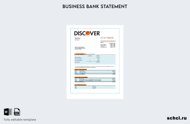 цифровая загрузка бизнес отчета Discover Bank в формате Word и PDF шаблона